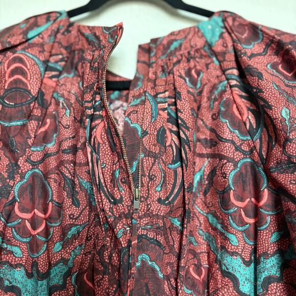 Ulla Johnson Denisa Carmine Peplum Blouse Dark Academia Boho Preppy Floral Sz M - Picture 7 of 9